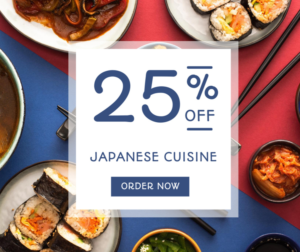 Japanese Cuisine Restaurant Discount Facebook Design Template