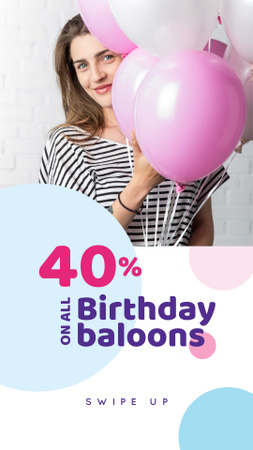 Ontwerpsjabloon van Instagram Story van Birthday Balloons Discount Sale Offer