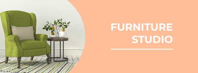 Furniture Studio Ad with Cozy Green Armchair Facebook coverデザインテンプレート