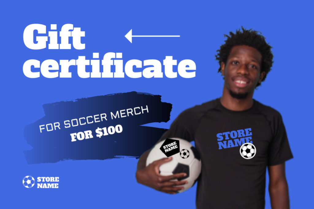 Soccer Merch Offer Gift Certificate Design Template