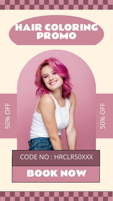 Designvorlage Promo of Hair Coloring with Discount für Instagram Story