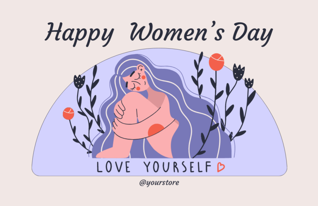 Women's Day Greeting with Beautiful Inspiration Thank You Card 5.5x8.5in Tasarım Şablonu
