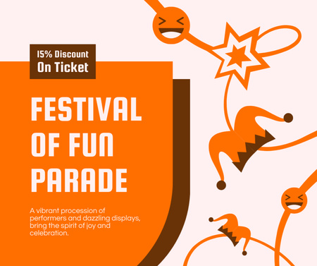 Discount On Entry For Festival Of Fun In Orange Facebook Design Template