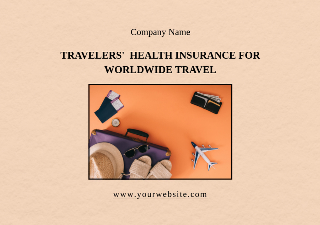 Health Insurance for Travel Stuff Flyer A5 Horizontal Design Template