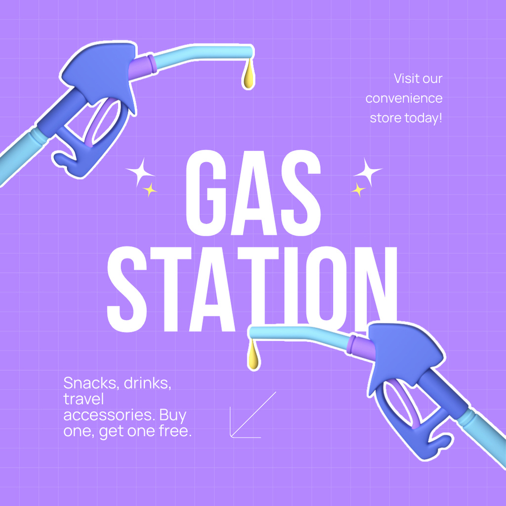 Ontwerpsjabloon van Instagram AD van Gas Stations Ad with Quality Fuel