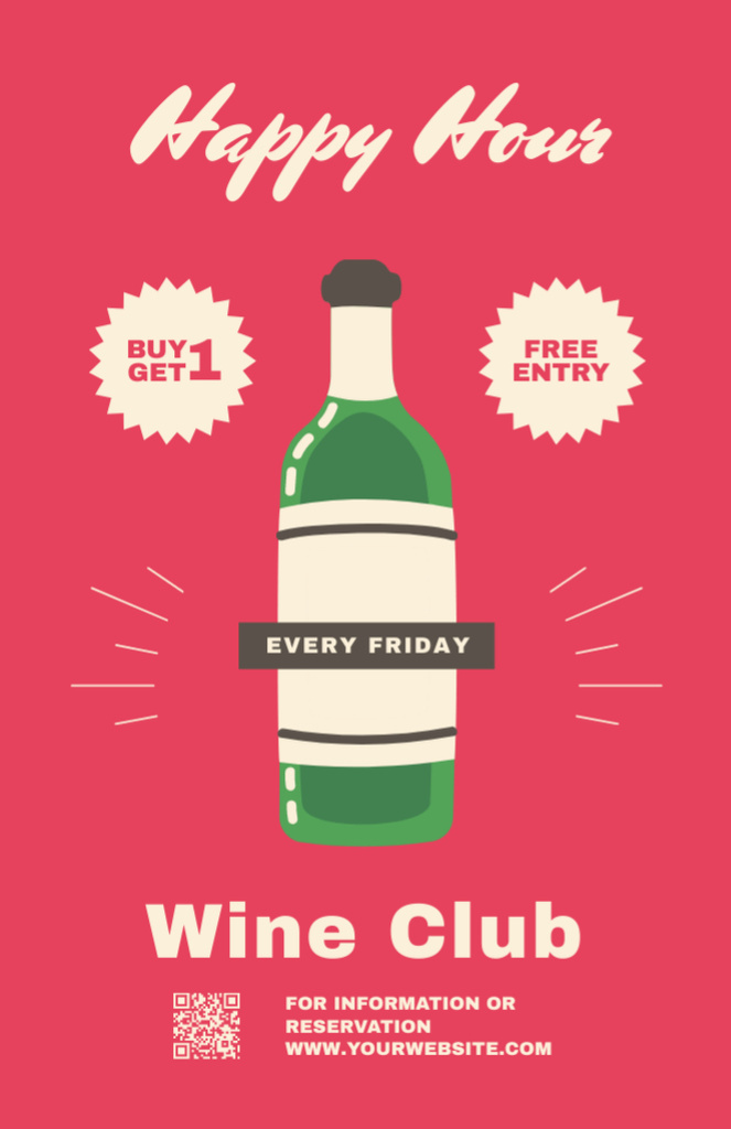 Ad of Wine Club with Bottle Recipe Card Design Template