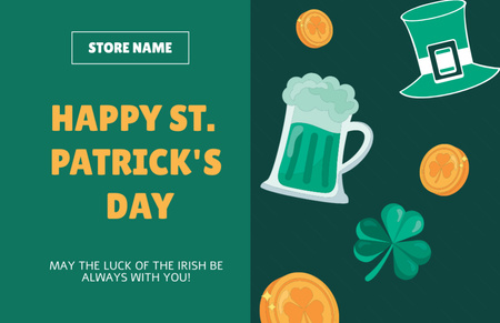 Ontwerpsjabloon van Thank You Card 5.5x8.5in van Happy St. Patrick's Day Greetings in Green Color