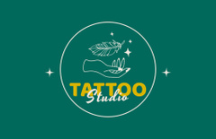 Tattoo Studio Service Offer With Hand And Feather