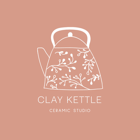 Ceramic Studio Ad with Clay Kettle Logo Πρότυπο σχεδίασης