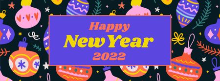 New Year Greeting on Bright Pattern Facebook cover tervezősablon