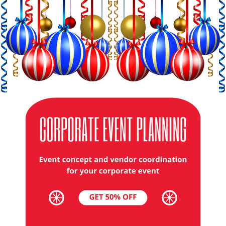 Modèle de visuel Annonce de planification d'événements d'entreprise avec des décorations lumineuses - Animated Post