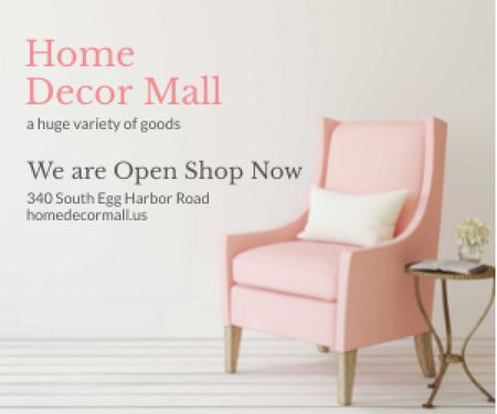 Furniture Shop Ad Pink Cozy Armchair Medium Rectangle Tasarım Şablonu