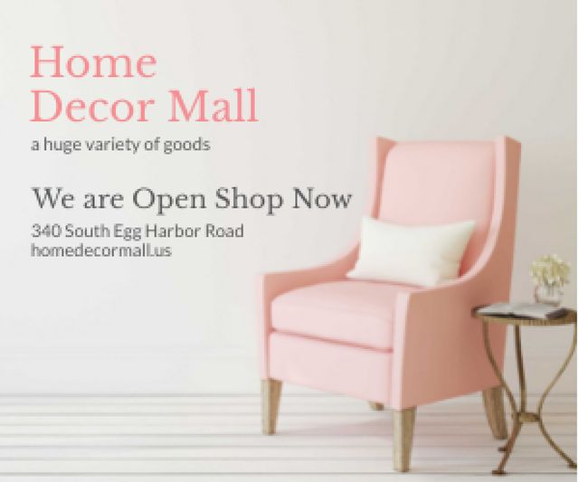 Furniture Shop Ad Pink Cozy Armchair Medium Rectangle Design Template