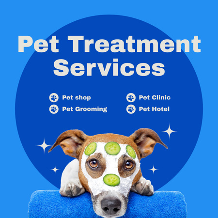 Pet Treatment Service with Cute Dog Instagram AD Design Template