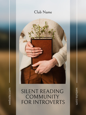 Plantilla de diseño de Anuncio de Silent Book Club para introvertidos Poster US 
