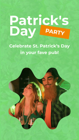 Lovely Patrick’s Day Party In Pub With Friends In Green Instagram Video Story Design Template