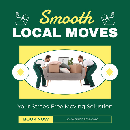 Offer of Smooth Moving Services with Men carrying Sofa Instagram AD Design Template