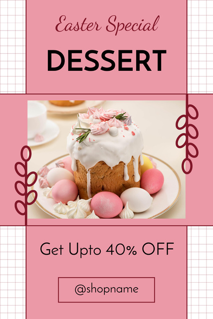 Easter Bake Sale Ad on Pink Pinterest Tasarım Şablonu