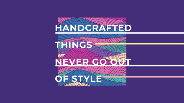 Template di design Handcrafted things Quote on Waves in purple Title 1680x945px