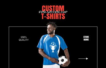 Modèle de visuel Joueur de football afro-américain en t-shirt bleu - Flyer 5.5x8.5in Horizontal