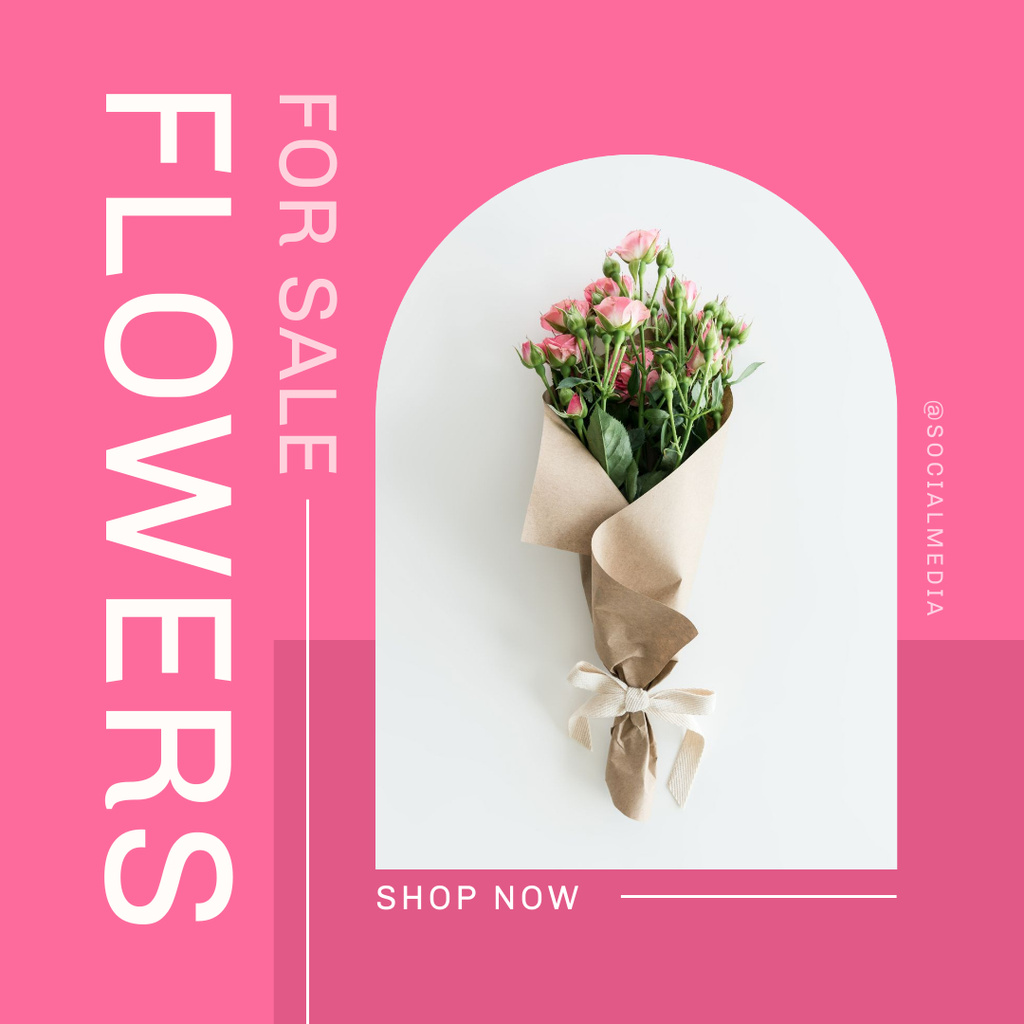 Flowers for Sale with Bouquet Instagramデザインテンプレート