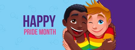Modèle de visuel Pride Month Greeting with Two Boys hugging - Facebook cover