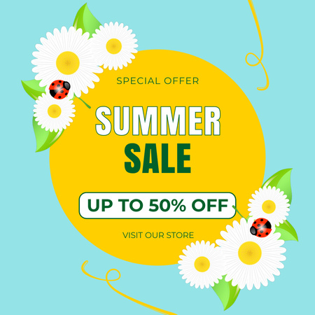 Summer Special Sale Offer with Citrus Pattern Instagram Design Template