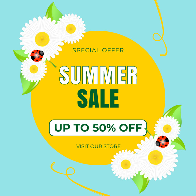 Summer Special Sale Offer with Citrus Pattern Instagram Tasarım Şablonu
