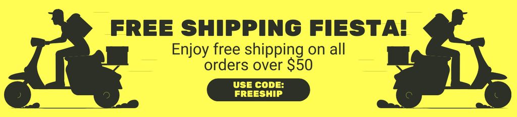 Modèle de visuel Offer of Free Shipping with Courier on Moped - Ebay Store Billboard