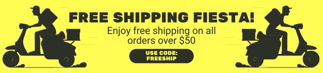 Offer of Free Shipping with Courier on Moped Ebay Store Billboard Design Template