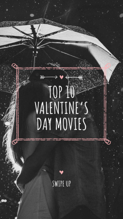 Valentine's Movies Ad with Romantic Couple under Umbrella Instagram Story tervezősablon