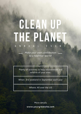 Ecological Event Foggy Forest View Flyer A6 Design Template