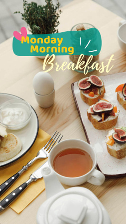 Designvorlage Delicious Breakfast on table für Instagram Story