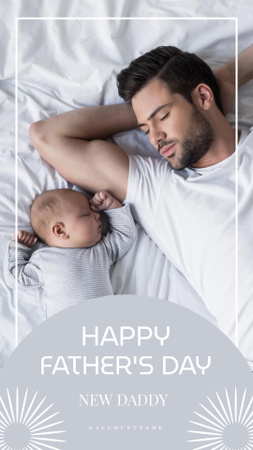 Designvorlage Süßes Baby schläft in der Nähe von Papa zum Vatertagsgruß für Instagram Story