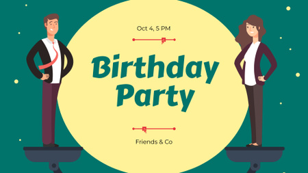 Birthday Party Announcement with Businesspeople FB event cover Design Template