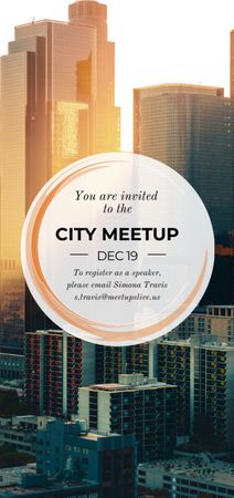 City Event Announcement with Skyscrapers Flyer DIN Large Design Template