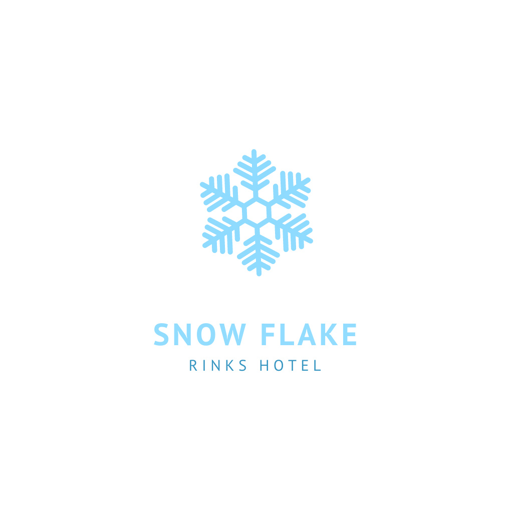 Hotel Emblem with Blue Snowflake Logo Design Template