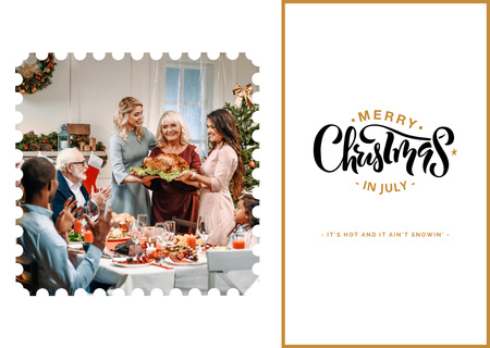 Big Happy Family Celebrate Christmas in July Postcard Modelo de Design