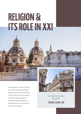 Religion role course with Church facade Newsletter tervezősablon