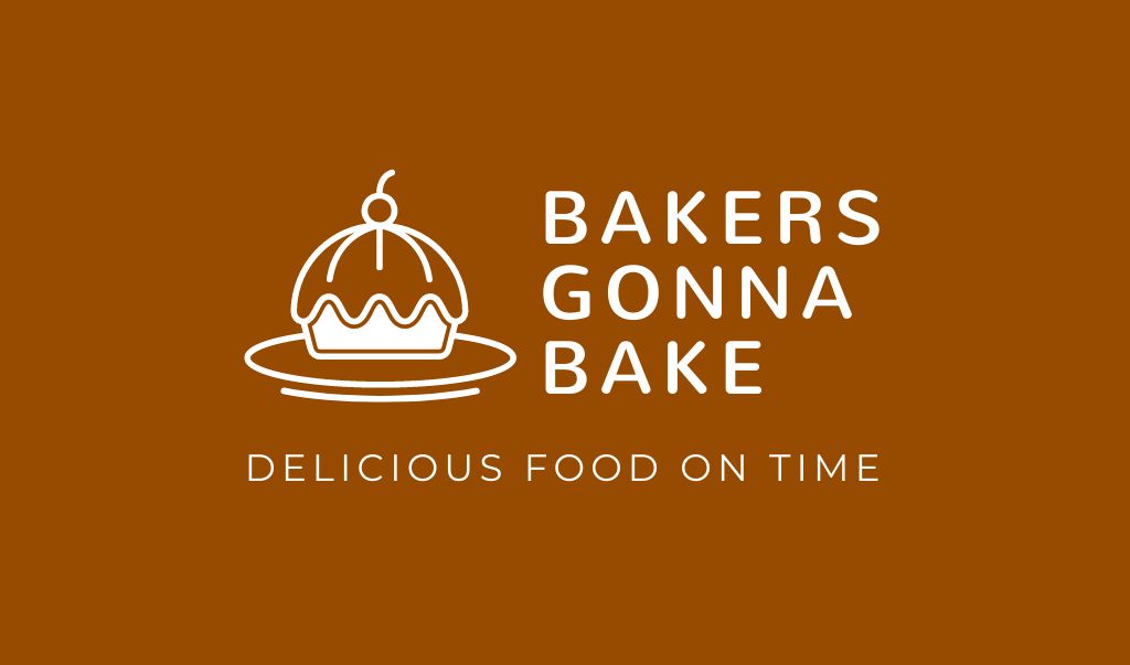Baker Services Offer with Cake Illustration Business card Tasarım Şablonu