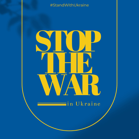 Plantilla de diseño de Detener la guerra en Ucrania en marco amarillo Instagram 