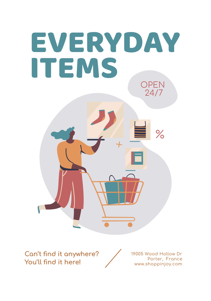 Daily Essentials Sale Illustrated Offer Poster 28x40in – шаблон для дизайна