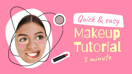 Beauty Blog Promotion with Funny Woman's Face Youtube Thumbnail Design Template