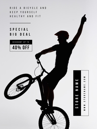 Designvorlage Mann springt auf Fahrrad für Poster US