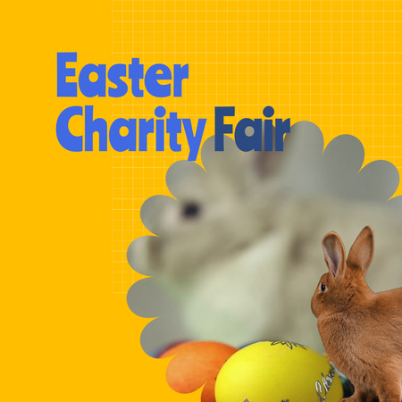 Charity Fair Announcement With Bunnies At Easter Animated Post Design Template