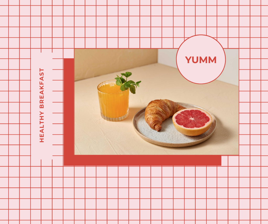 Breakfast with Croissant and Juice Facebook Design Template