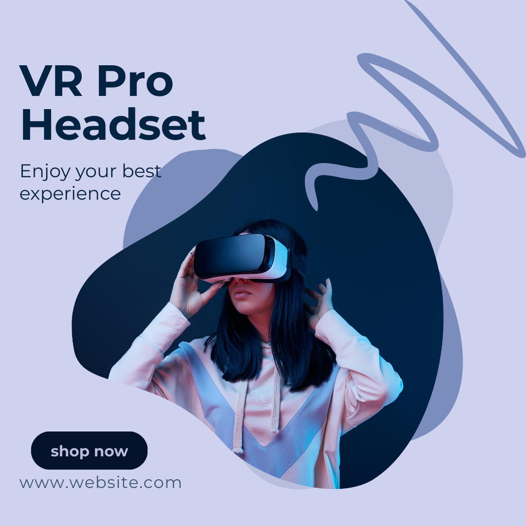 Pro Virtual Reality Headset Offer In Purple Instagram Design Template