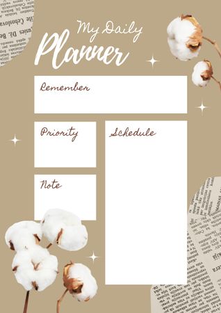 Daily Planner in Brown Schedule Planner Design Template