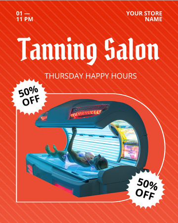 Happy Hours at Tanning Salon Instagram Post Vertical Design Template