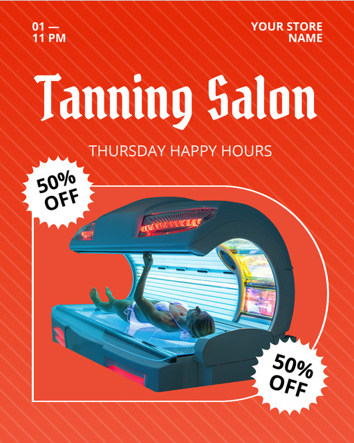Template di design Happy Hours at Tanning Salon Instagram Post Vertical